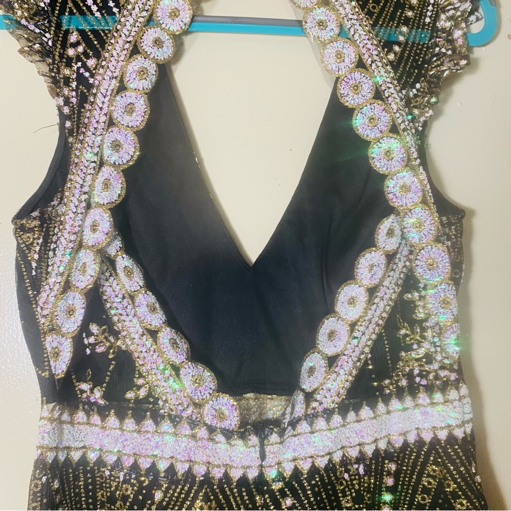 Hello Molly Black Mini Dress with Silver Sequin Embellishment - Picture 10 of 13
